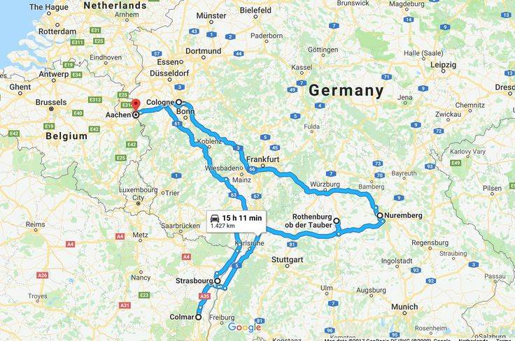 Карта от мюнхена до страсбурга