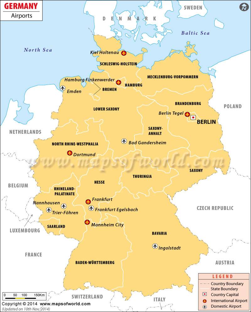 Международные аэропорты германии на карте