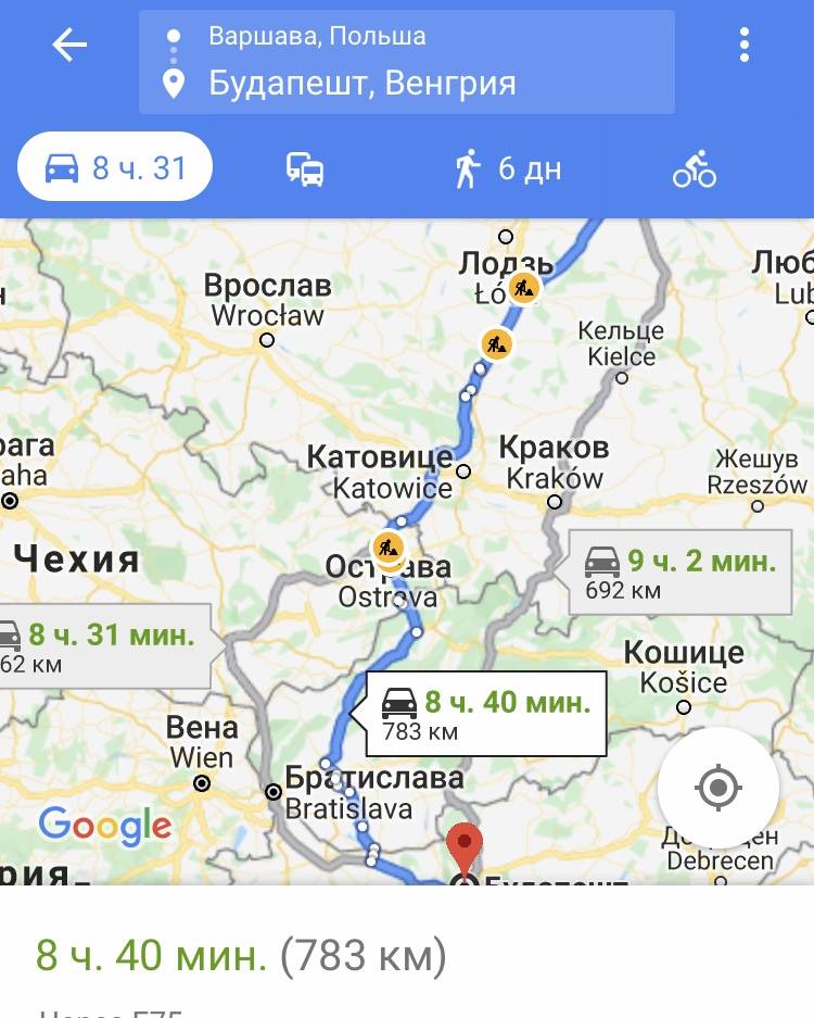 Расстояние между прагой и будапештом