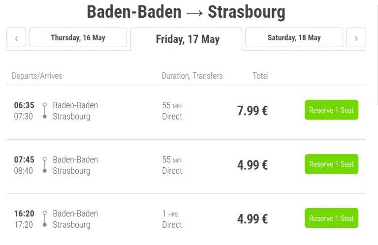 Дешевые автобусные билеты из баден-бадена в страсбург от 429 ₽